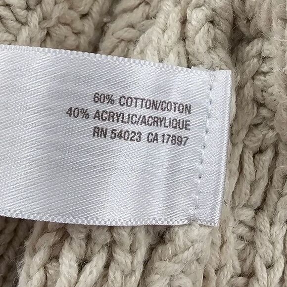 Fisherman Sweater Vest Womens L Beige Cardigan Funnel Chunky Cable Knit Coastal - Picture 6 of 8